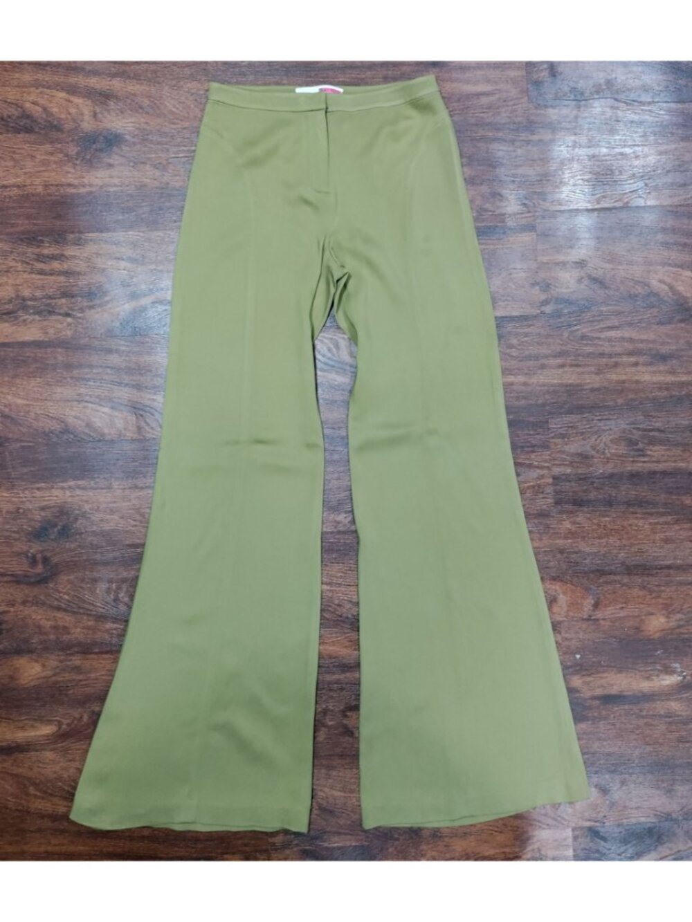 Vintage Tracy Reese Midrise S Flat Front Flare Leg Y2K Pants Tan - Picture 3 of 15